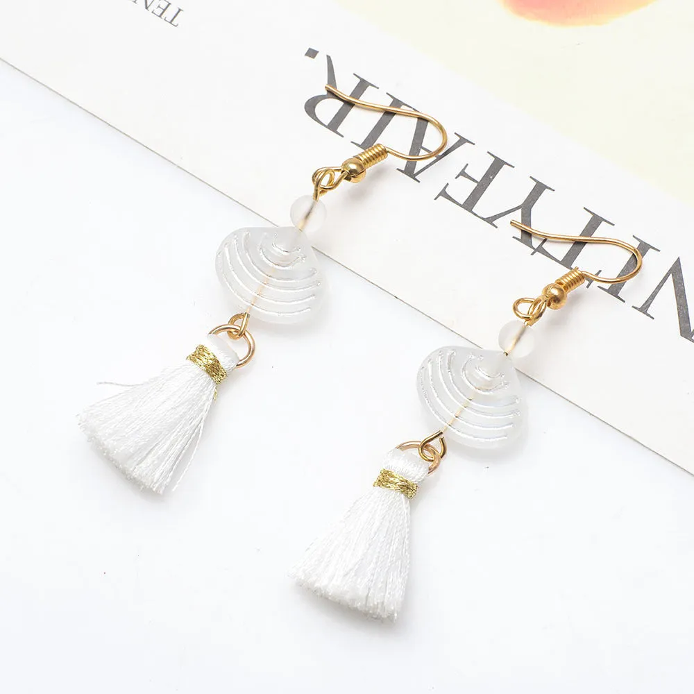Wholesale Vintage Glass Shell Fashion Long Tassel Earrings