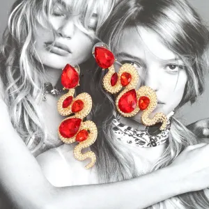 Wholesale Vintage Glass Snake Alloy Ear Studs