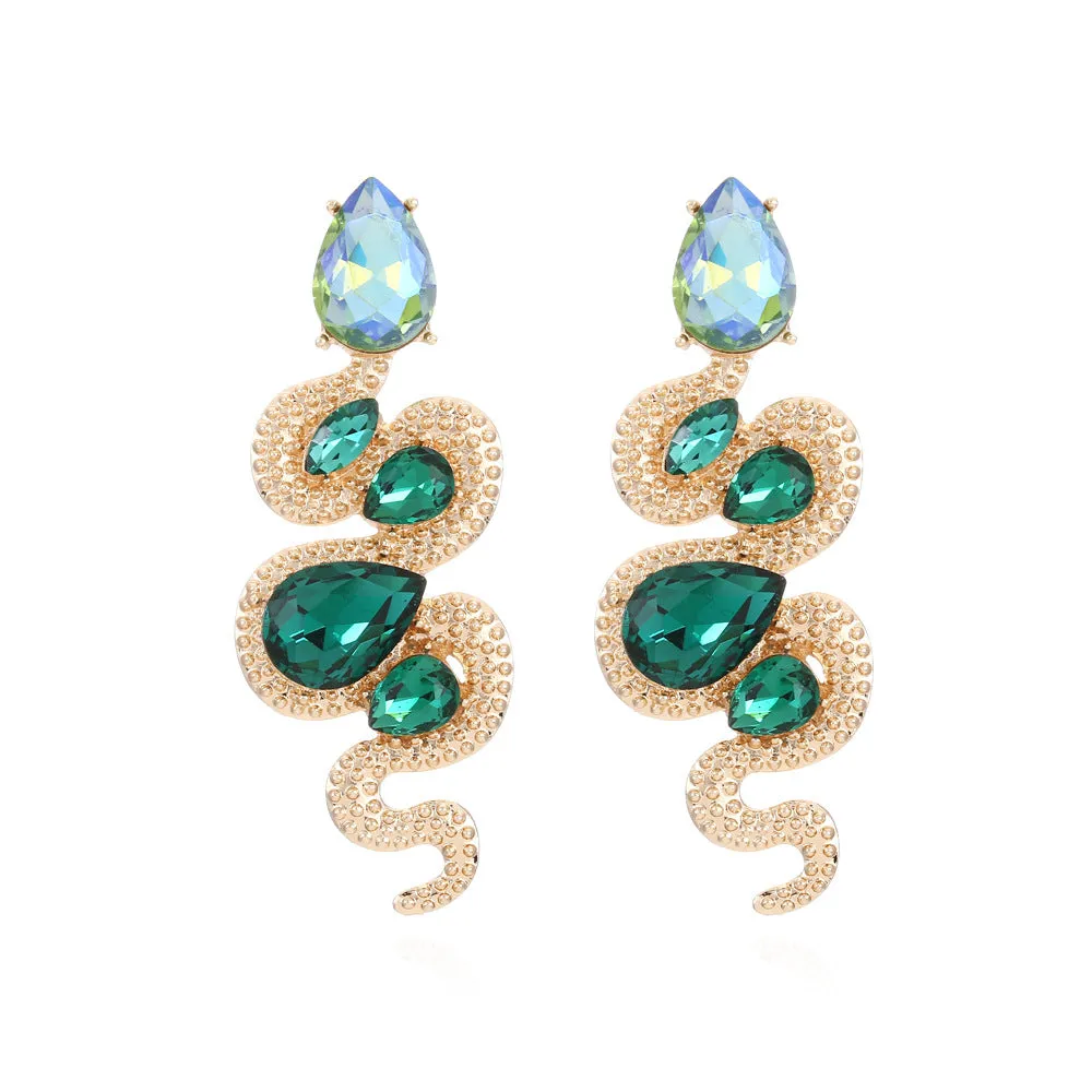 Wholesale Vintage Glass Snake Alloy Ear Studs