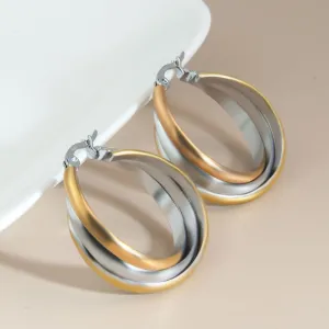 Wholesale Vintage Gold and Silver Color Matching Stainless Steel Earrings