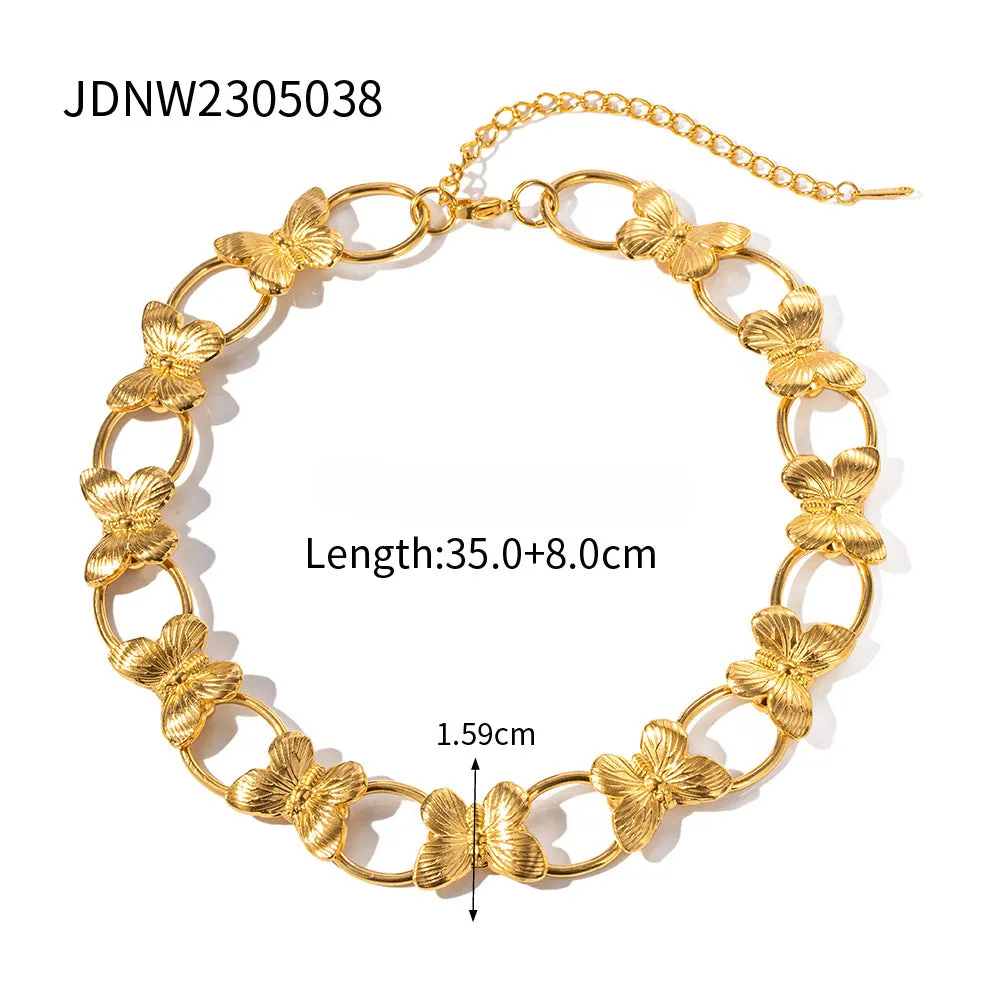 Wholesale Vintage Gold Butterfly Stainless Steel Bracelet Set