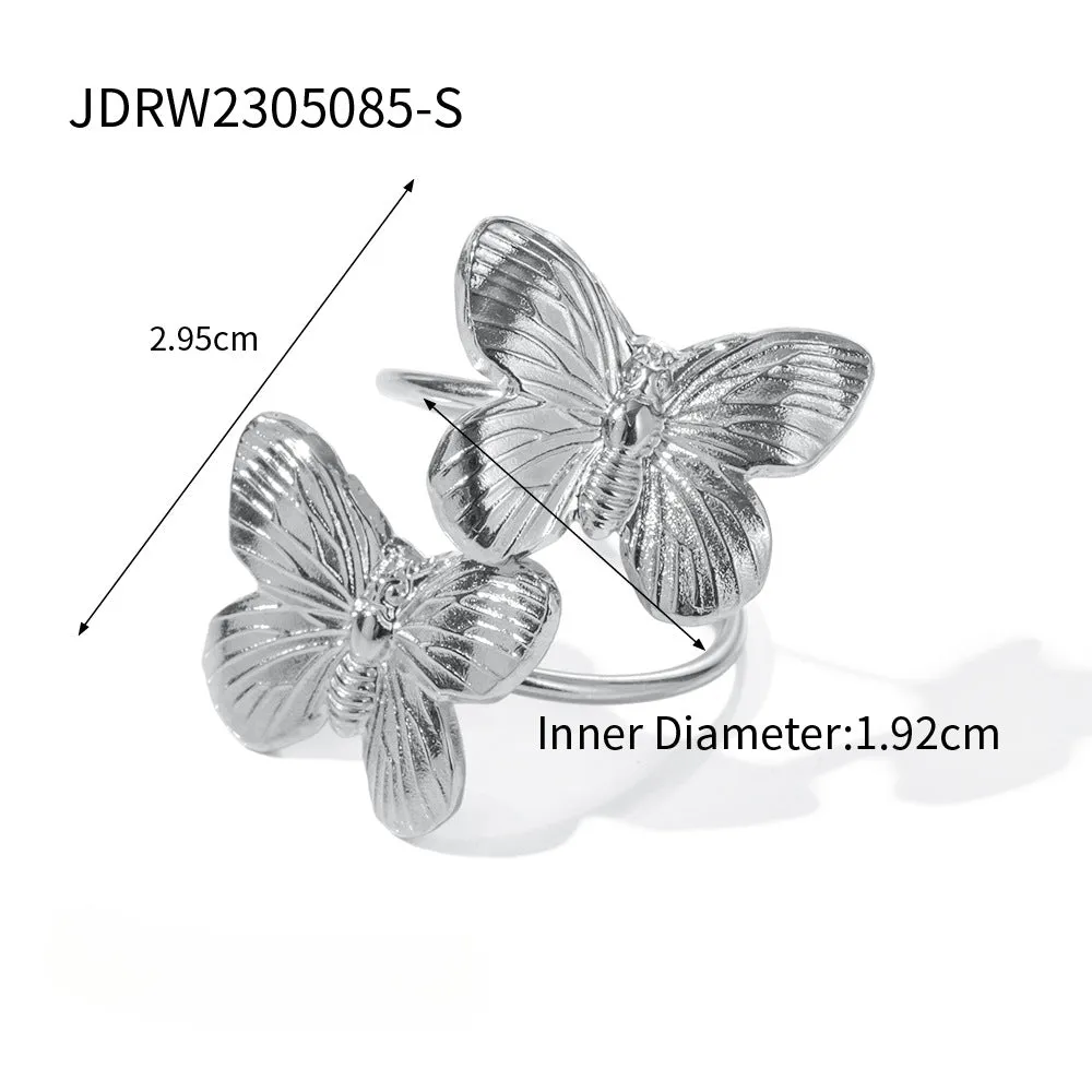 Wholesale Vintage Gold Butterfly Stainless Steel Bracelet Set