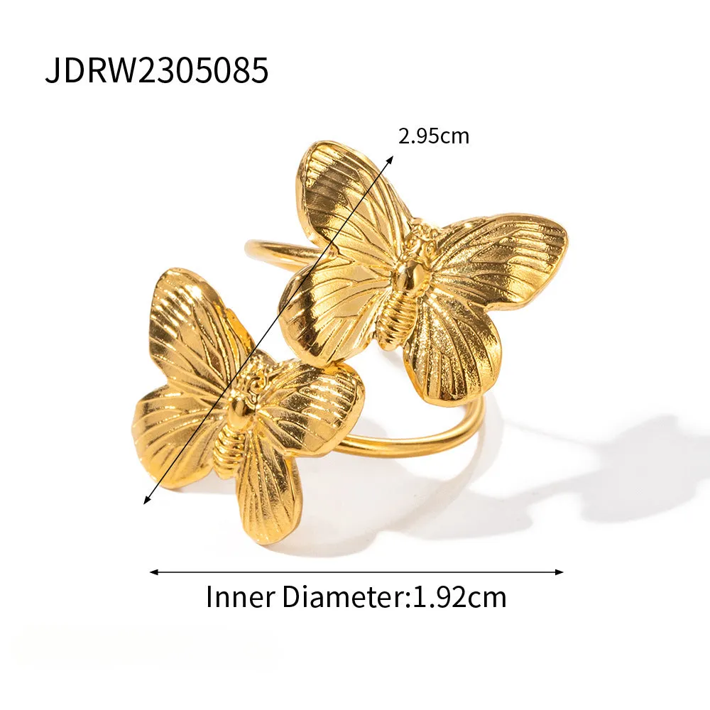 Wholesale Vintage Gold Butterfly Stainless Steel Bracelet Set