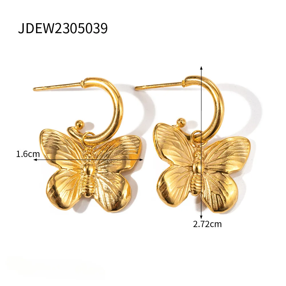 Wholesale Vintage Gold Butterfly Stainless Steel Bracelet Set
