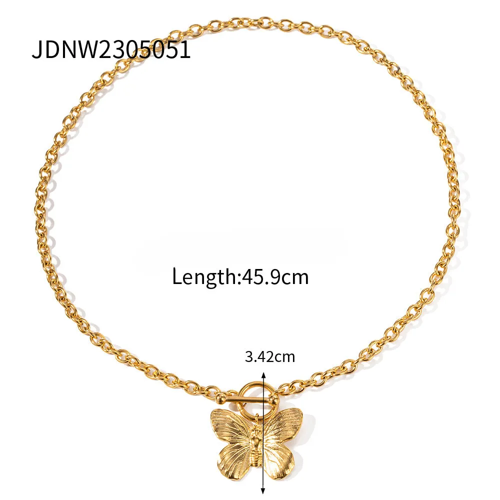 Wholesale Vintage Gold Butterfly Stainless Steel Bracelet Set