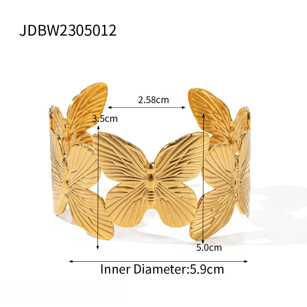 Wholesale Vintage Gold Butterfly Stainless Steel Bracelet Set