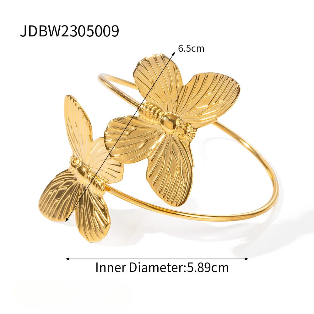 Wholesale Vintage Gold Butterfly Stainless Steel Bracelet Set