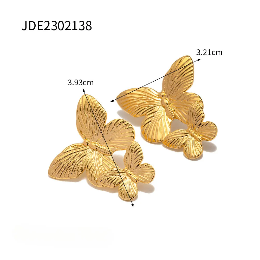 Wholesale Vintage Gold Butterfly Stainless Steel Bracelet Set