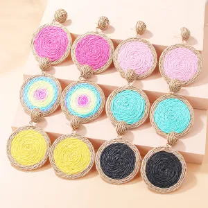 Wholesale Vintage Hand Made Straw Rope Earrings