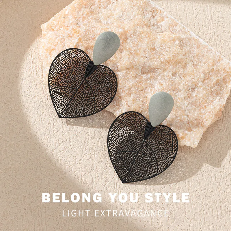 Wholesale Vintage Hollow Thin Leaf Earrings