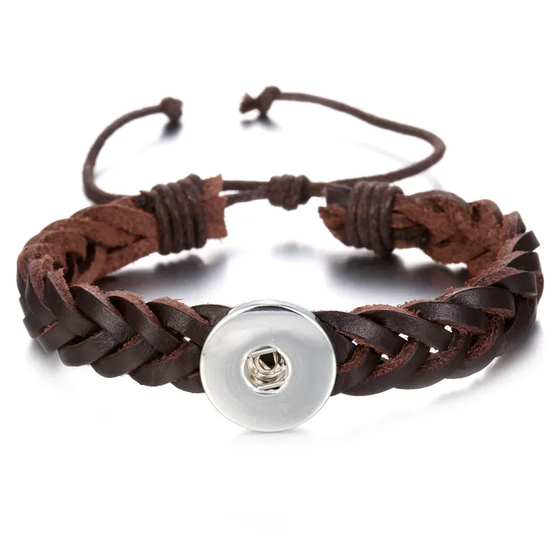 Wholesale Vintage Leather DIY Snap Bracelet