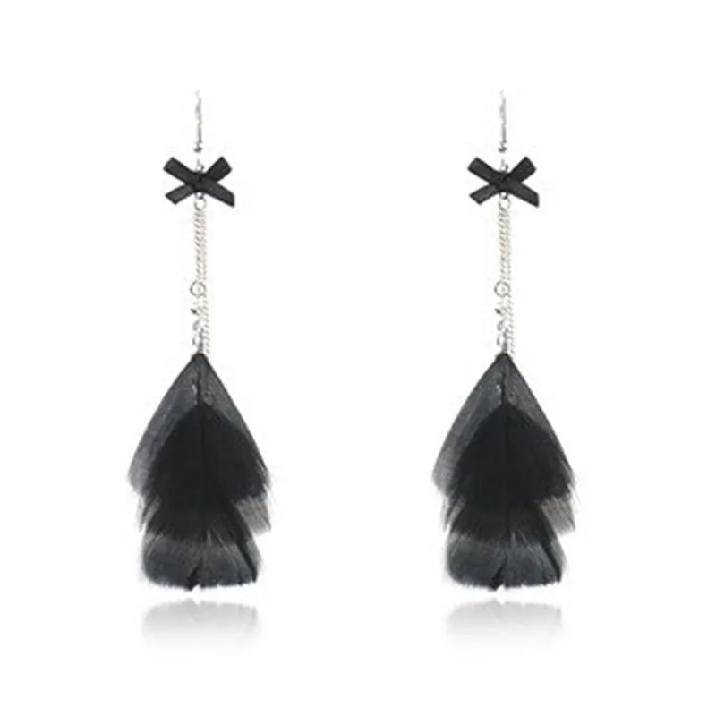 Wholesale Vintage Long Feather Tassel Earrings Bohemian Long Leaf Earrings
