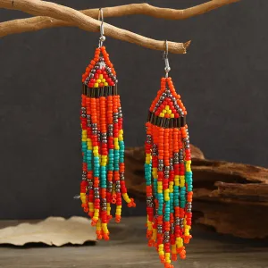 Wholesale Vintage Long Length Multilayer Bead Earrings