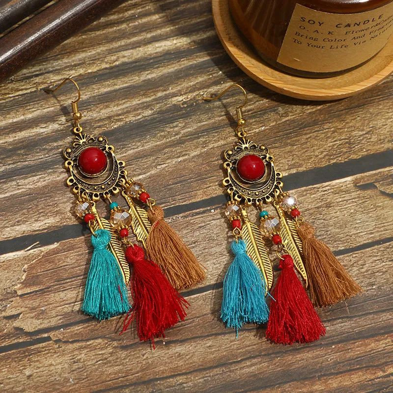 Wholesale Vintage Long Tassel Bohemian Earrings