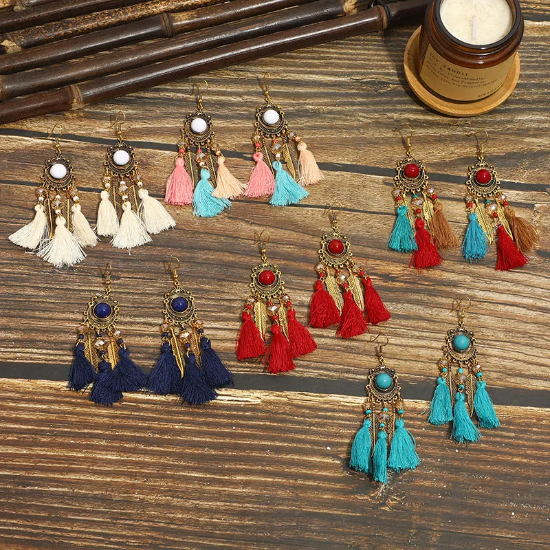 Wholesale Vintage Long Tassel Bohemian Earrings
