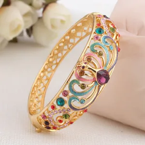 Wholesale Vintage Lotus Hollow Gold-plated Colorful Bracelet