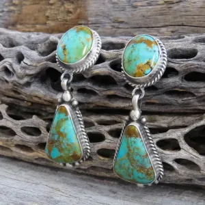 Wholesale Vintage Marble Teardrop Colored Turquoise Earrings Alloy