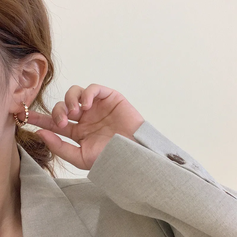 Wholesale Vintage Metal Earrings, Hoop Pendants, Minimalist Temperament, Square Beaded Earrings