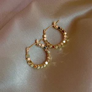 Wholesale Vintage Metal Earrings, Hoop Pendants, Minimalist Temperament, Square Beaded Earrings