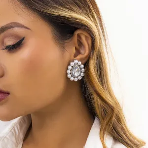 Wholesale Vintage Micro-paved Teardrop Shape Pearl Earrings