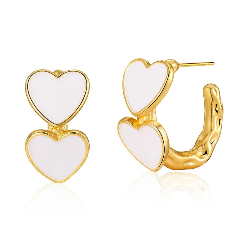 Wholesale Vintage Oil Dripping Series Peach Heart Irregular Earrings