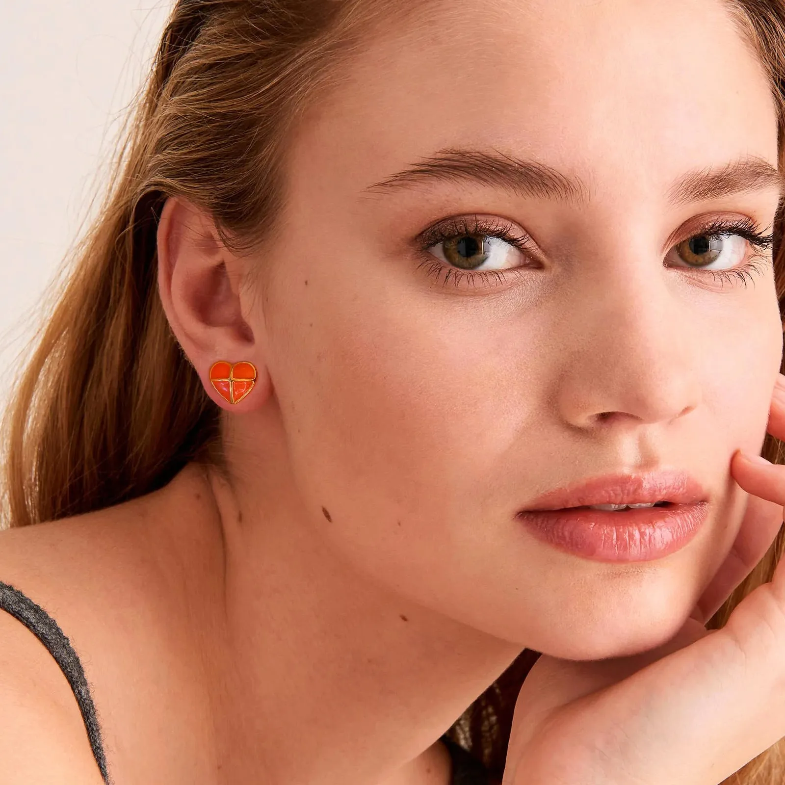 Wholesale Vintage Oil Dripping Series Peach Heart Irregular Earrings