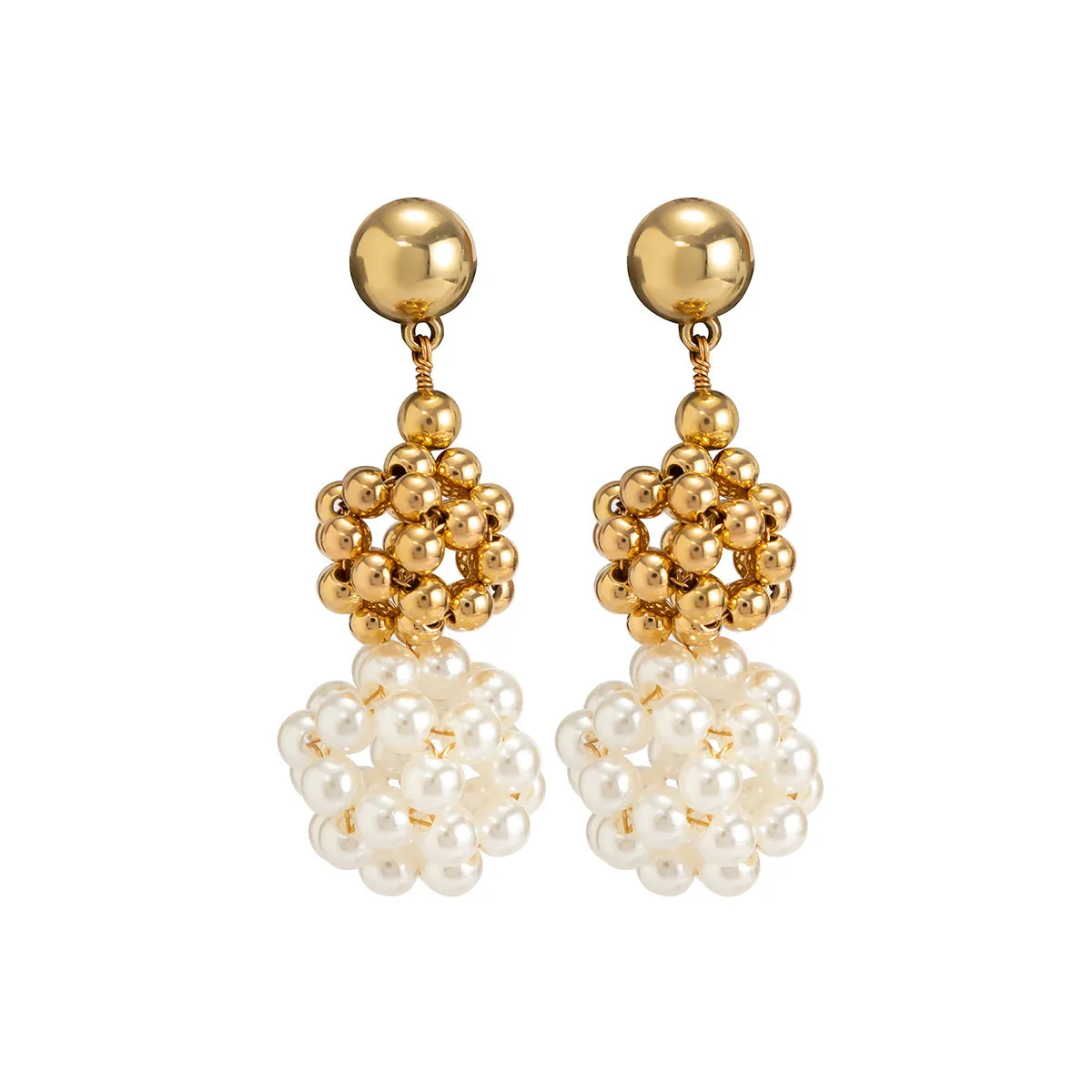Wholesale Vintage Pearl Beaded Metal Earrings