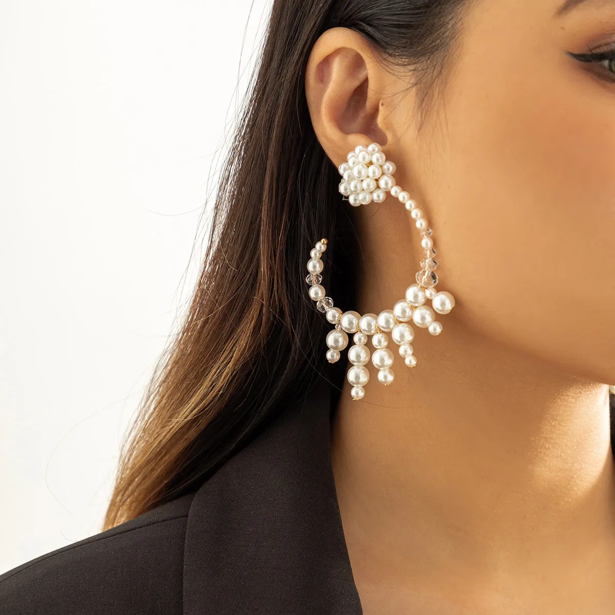Wholesale Vintage Pearl Beaded Metal Earrings