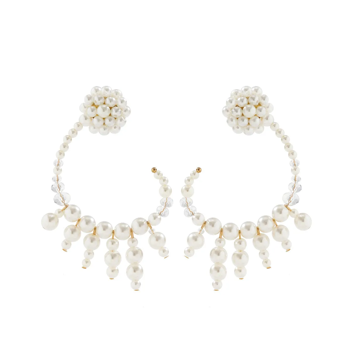 Wholesale Vintage Pearl Beaded Metal Earrings