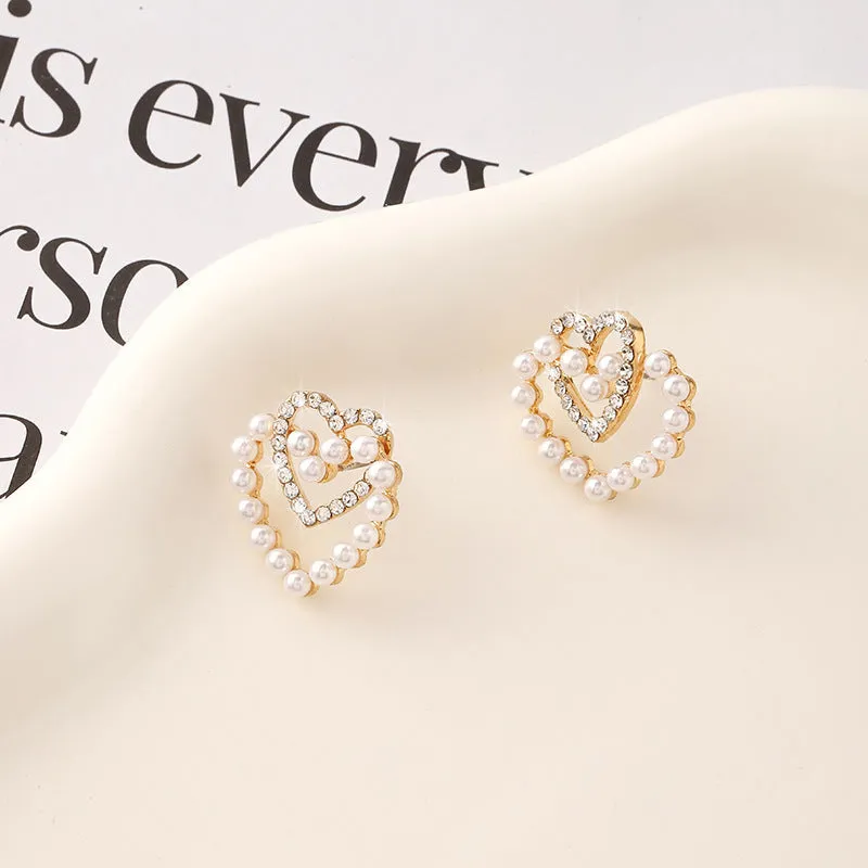 Wholesale Vintage Pearl Heart Earrings