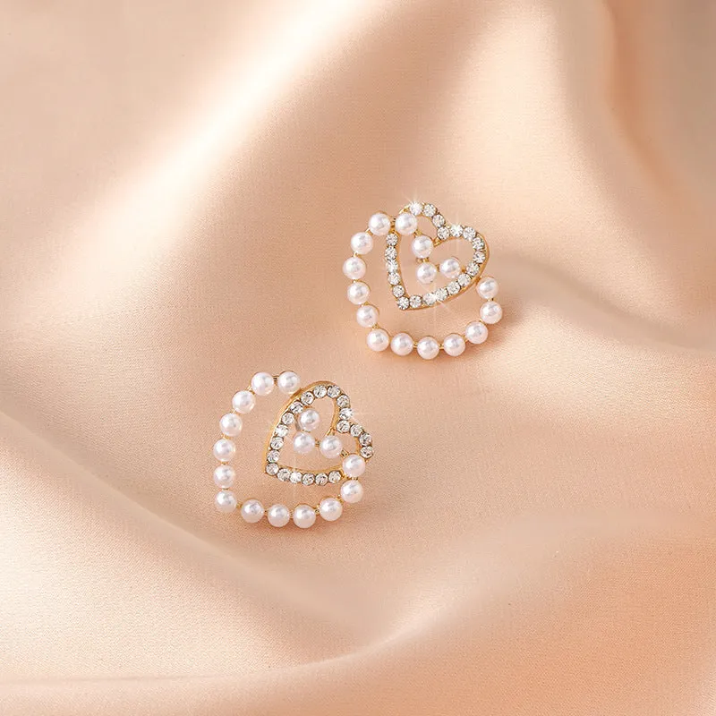 Wholesale Vintage Pearl Heart Earrings