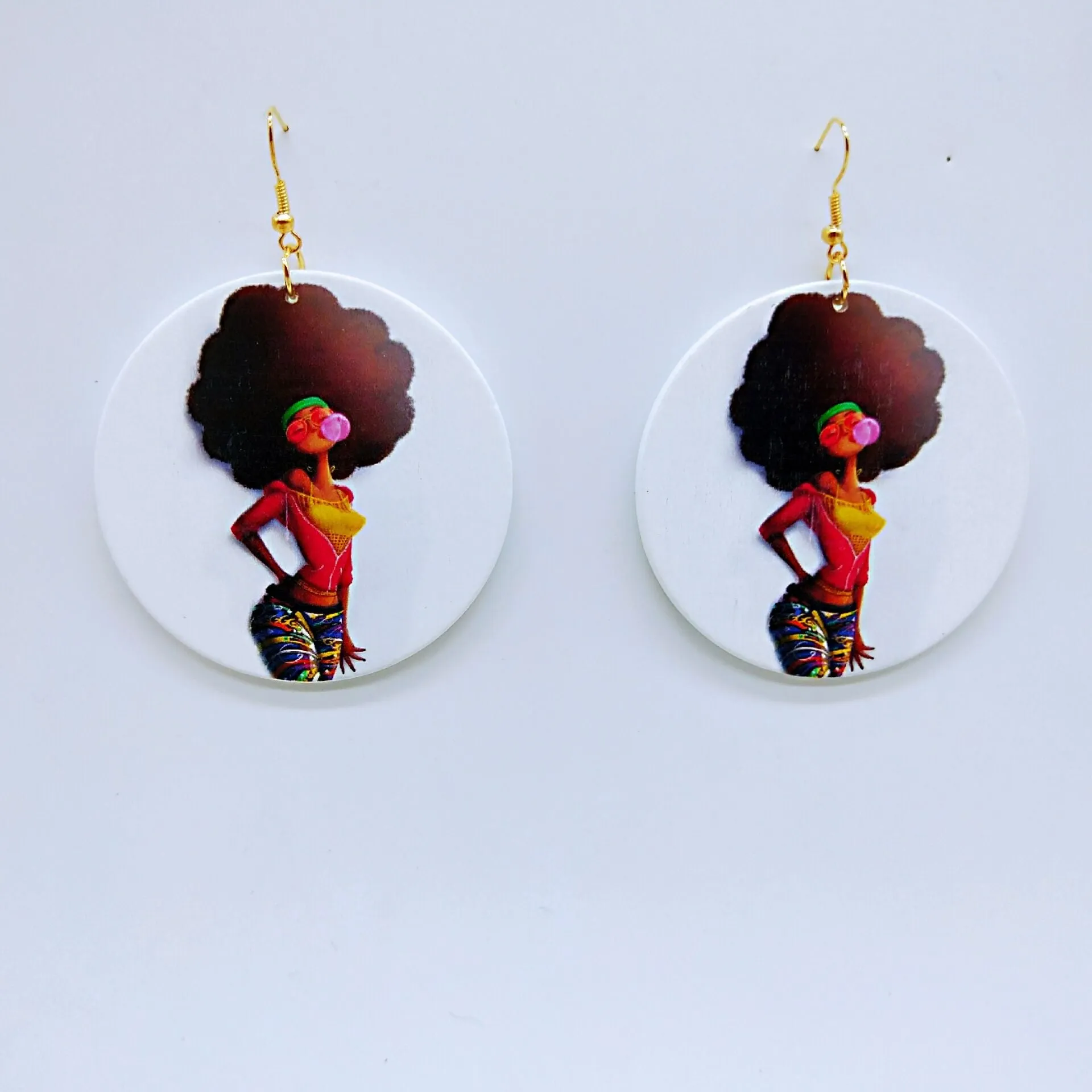 Wholesale Vintage Printed Wood Earrings