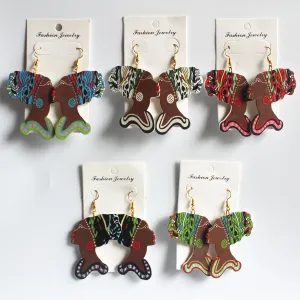 Wholesale Vintage Printed Wood Earrings
