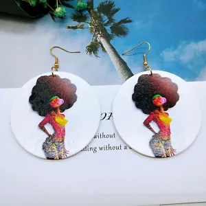 Wholesale Vintage Printed Wood Earrings