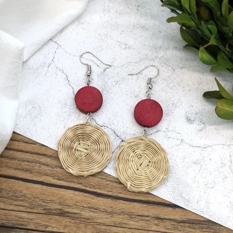 Wholesale Vintage Rattan Weaving Handmade Bohemian Earrings
