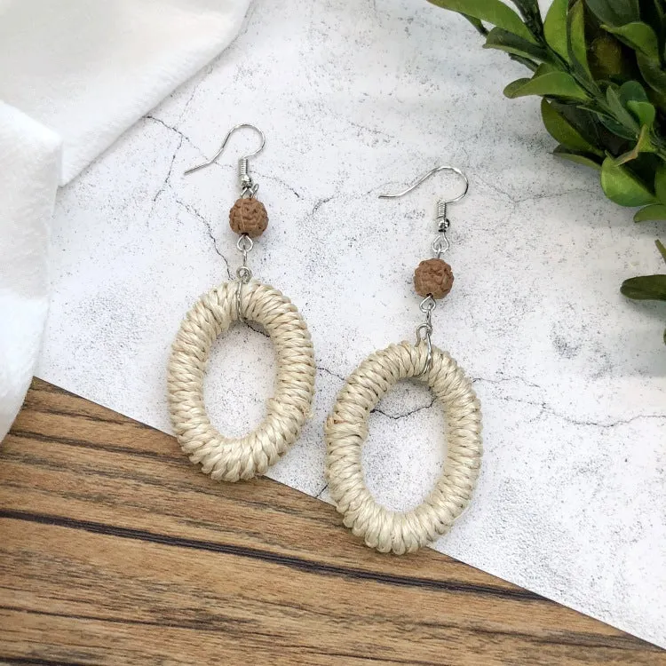 Wholesale Vintage Rattan Weaving Handmade Bohemian Earrings