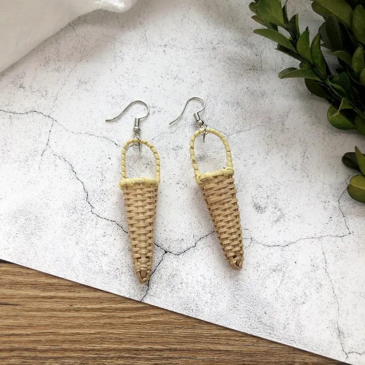 Wholesale Vintage Rattan Weaving Handmade Bohemian Earrings