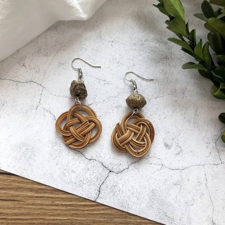 Wholesale Vintage Rattan Weaving Handmade Bohemian Earrings