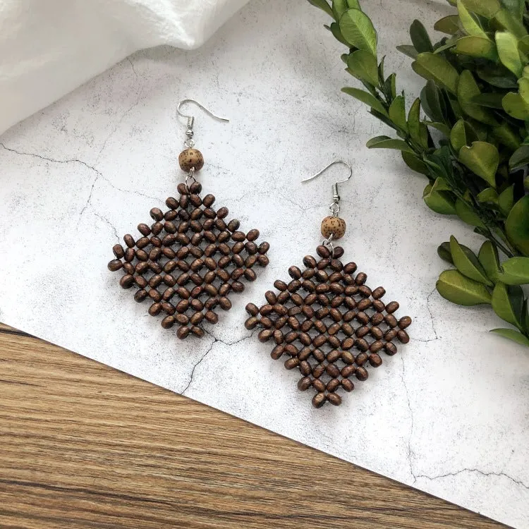 Wholesale Vintage Rattan Weaving Handmade Bohemian Earrings