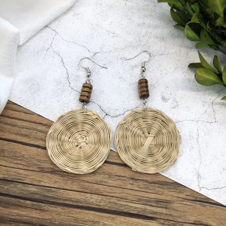 Wholesale Vintage Rattan Weaving Handmade Bohemian Earrings