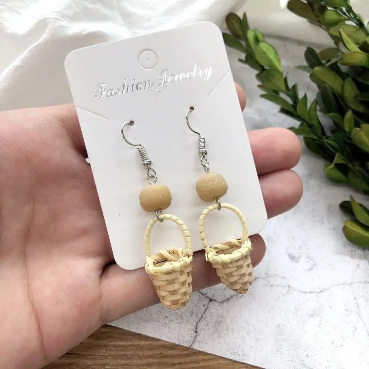 Wholesale Vintage Rattan Weaving Handmade Bohemian Earrings