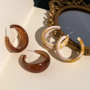 Wholesale Vintage Resin Exaggerated C Shape Earrings