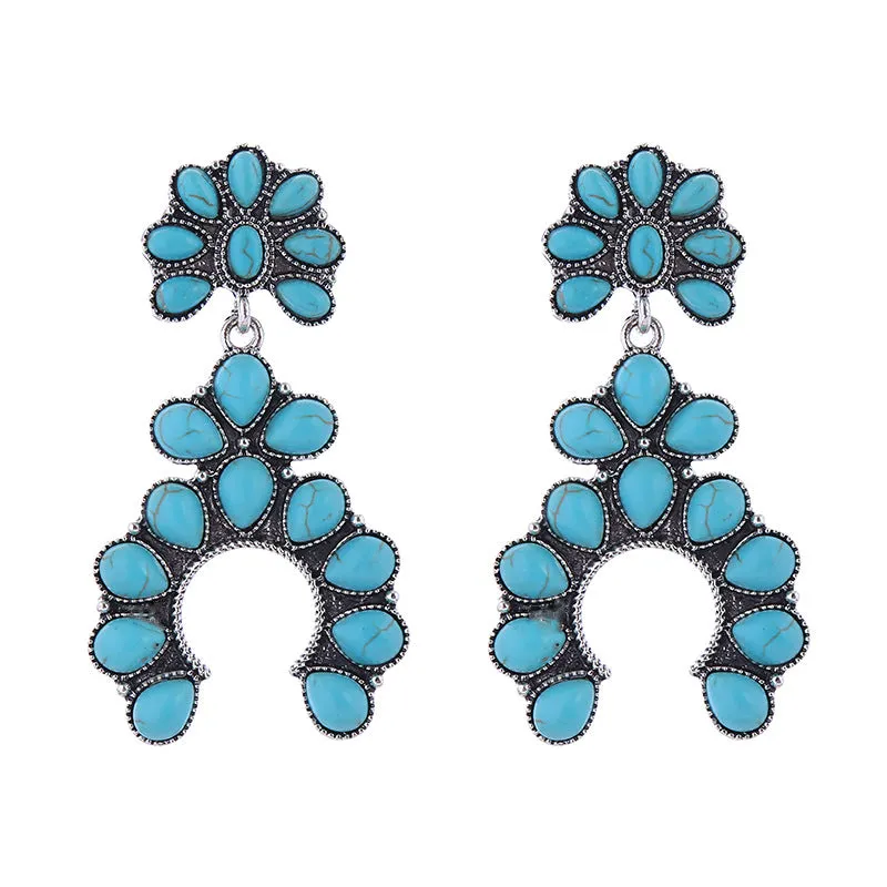 Wholesale Vintage Scalloped Turquoise Hollow Earrings