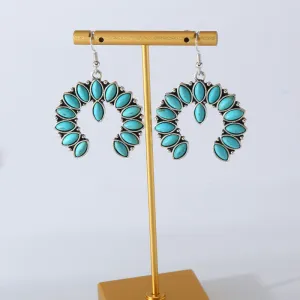 Wholesale Vintage Scalloped Turquoise Hollow Earrings