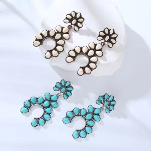 Wholesale Vintage Scalloped Turquoise Hollow Earrings