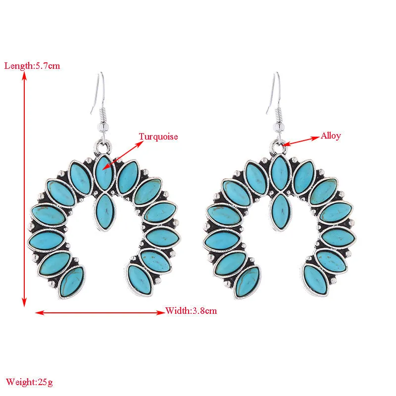 Wholesale Vintage Scalloped Turquoise Hollow Earrings