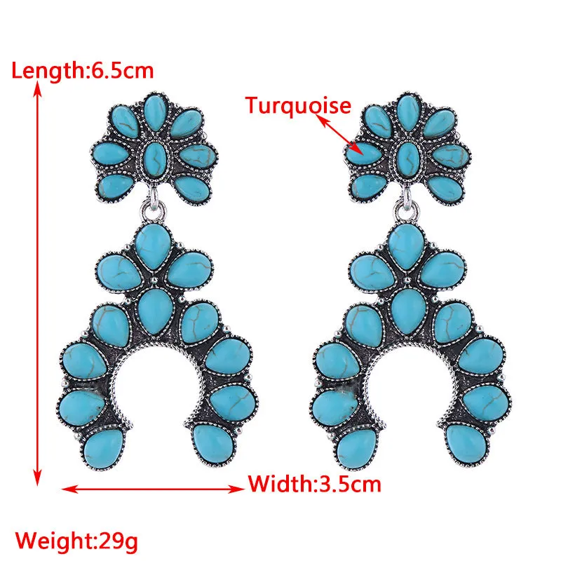 Wholesale Vintage Scalloped Turquoise Hollow Earrings