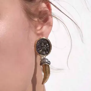 Wholesale Vintage shiny animal horn earrings