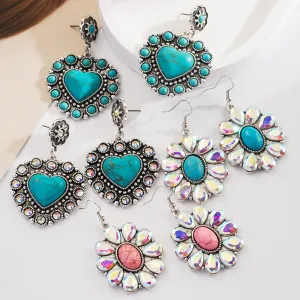 Wholesale Vintage silver-plated diamond turquoise heart pendant