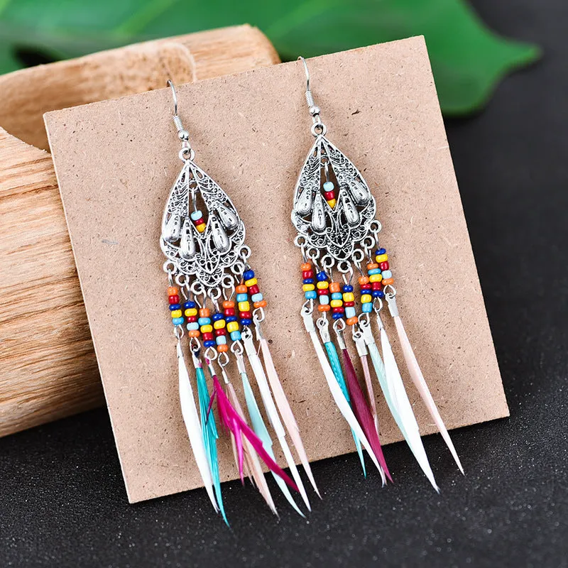 Wholesale Vintage Slender Feather Earrings